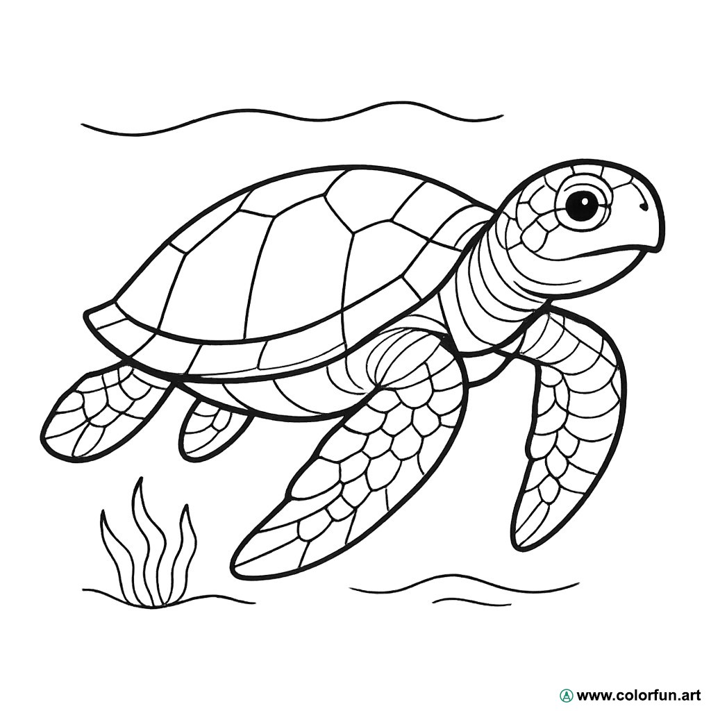 disegno da colorare tartaruga marina realistica
