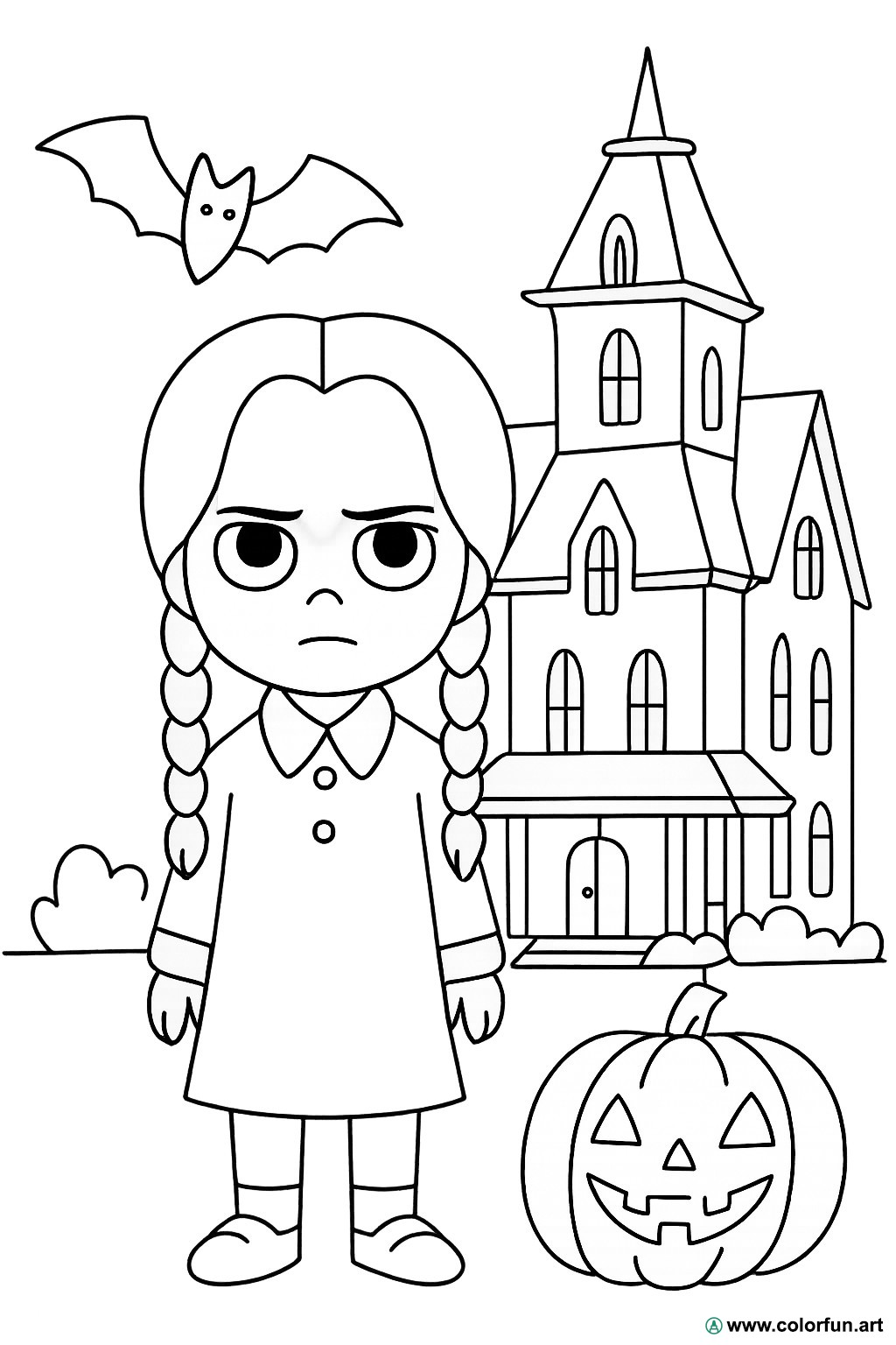 Disegno da colorare originale della famiglia Addams per mercoledì ...