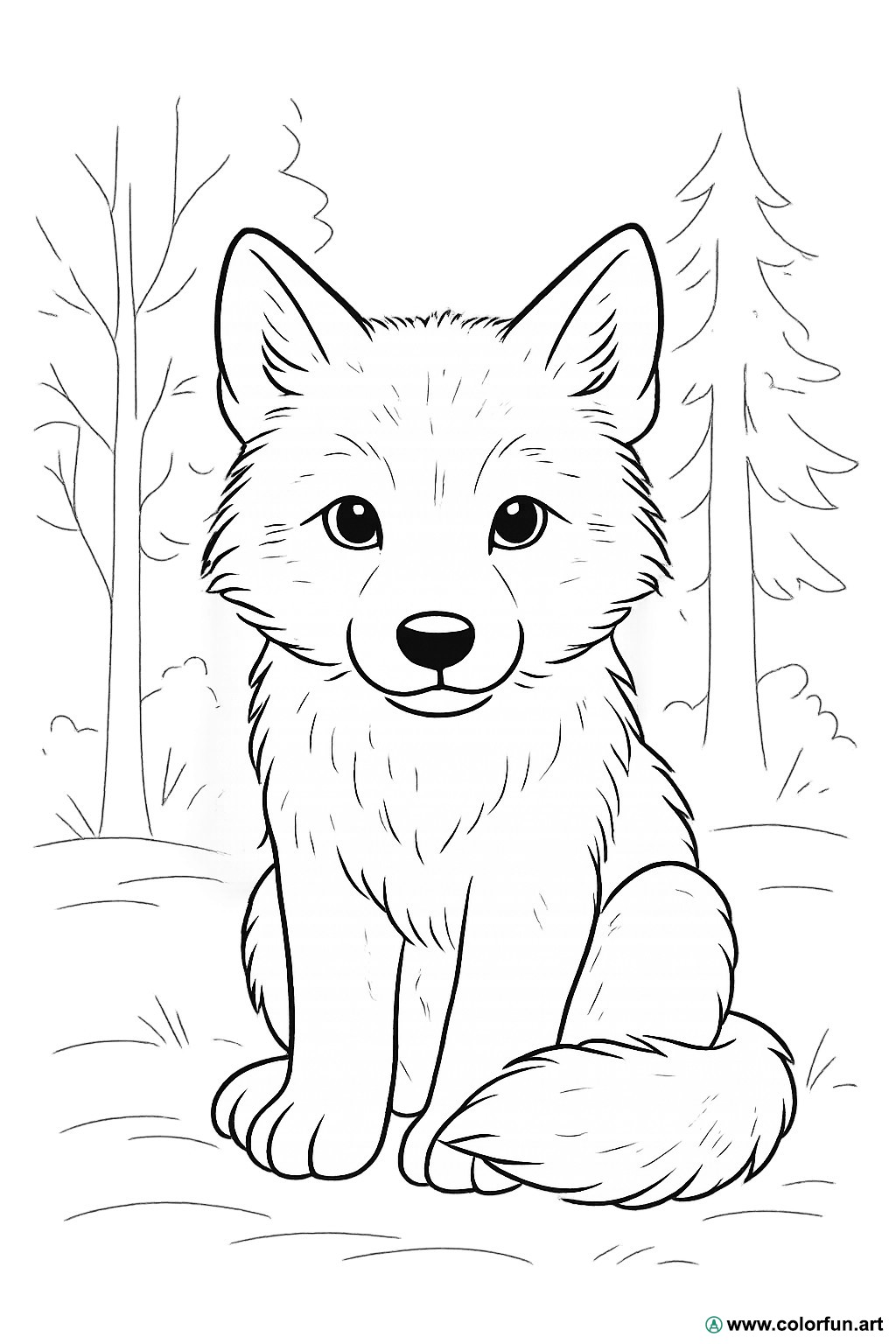 disegno da colorare realistico cucciolo di lupo
