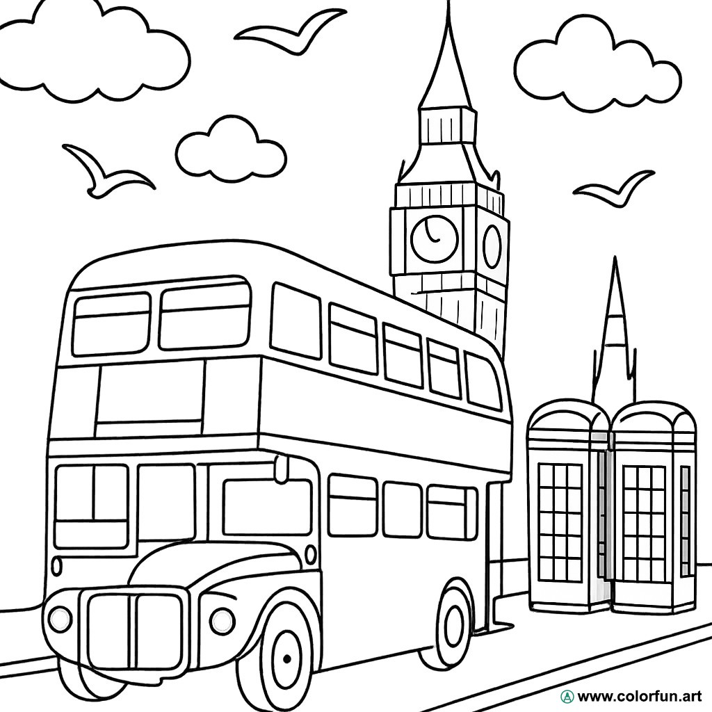 disegno da colorare londra vintage