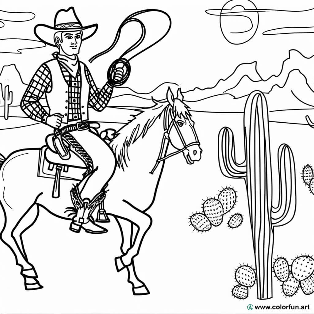 disegno da colorare cowboy vintage