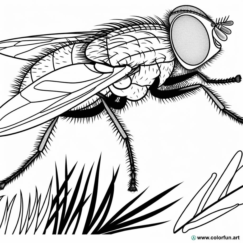 disegno da colorare di mosca realistica