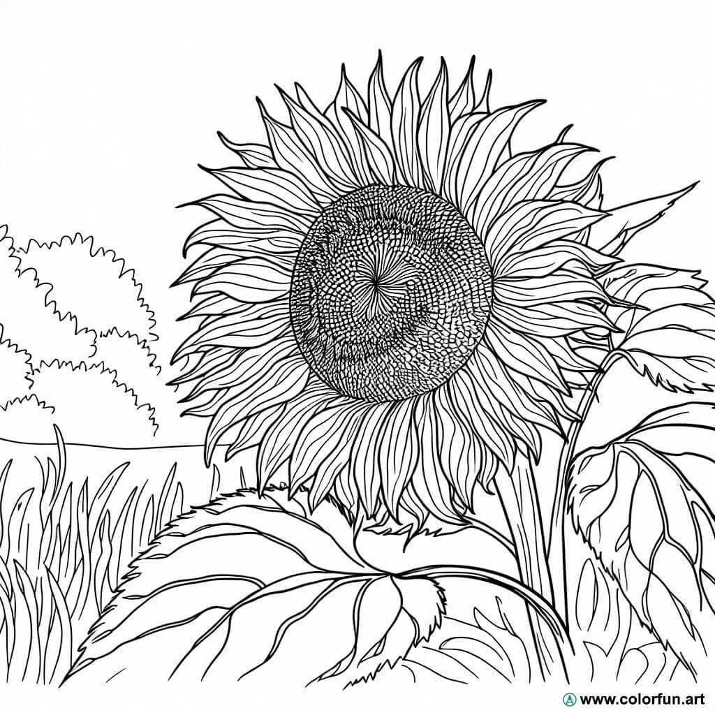 disegno da colorare girasole vintage
