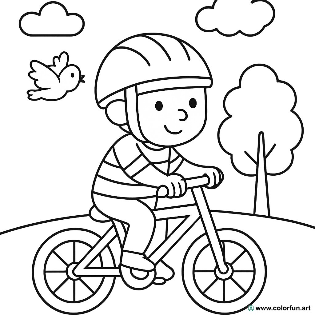 disegno da colorare ciclista bambino