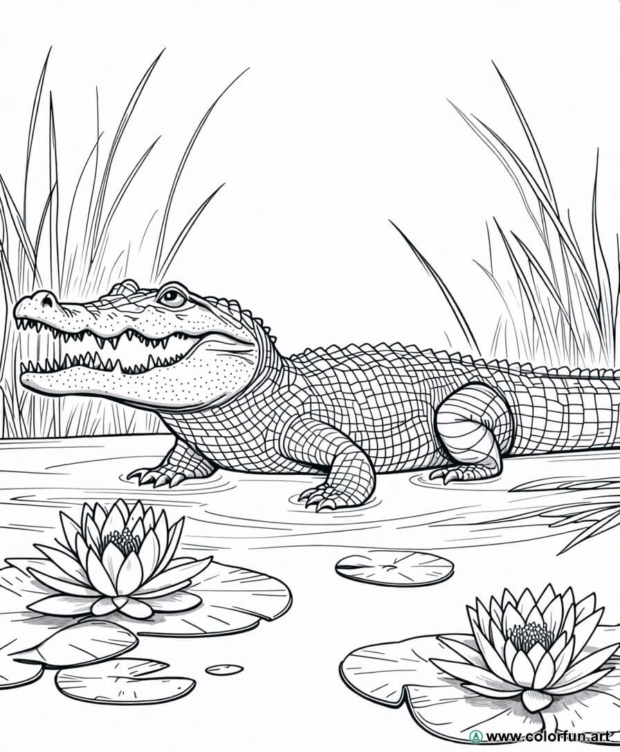 disegno da colorare coccodrillo realistico