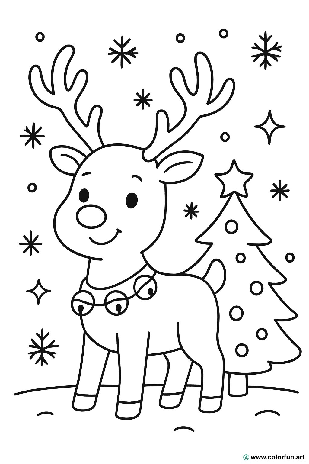 disegno da colorare renna di Natale realistica