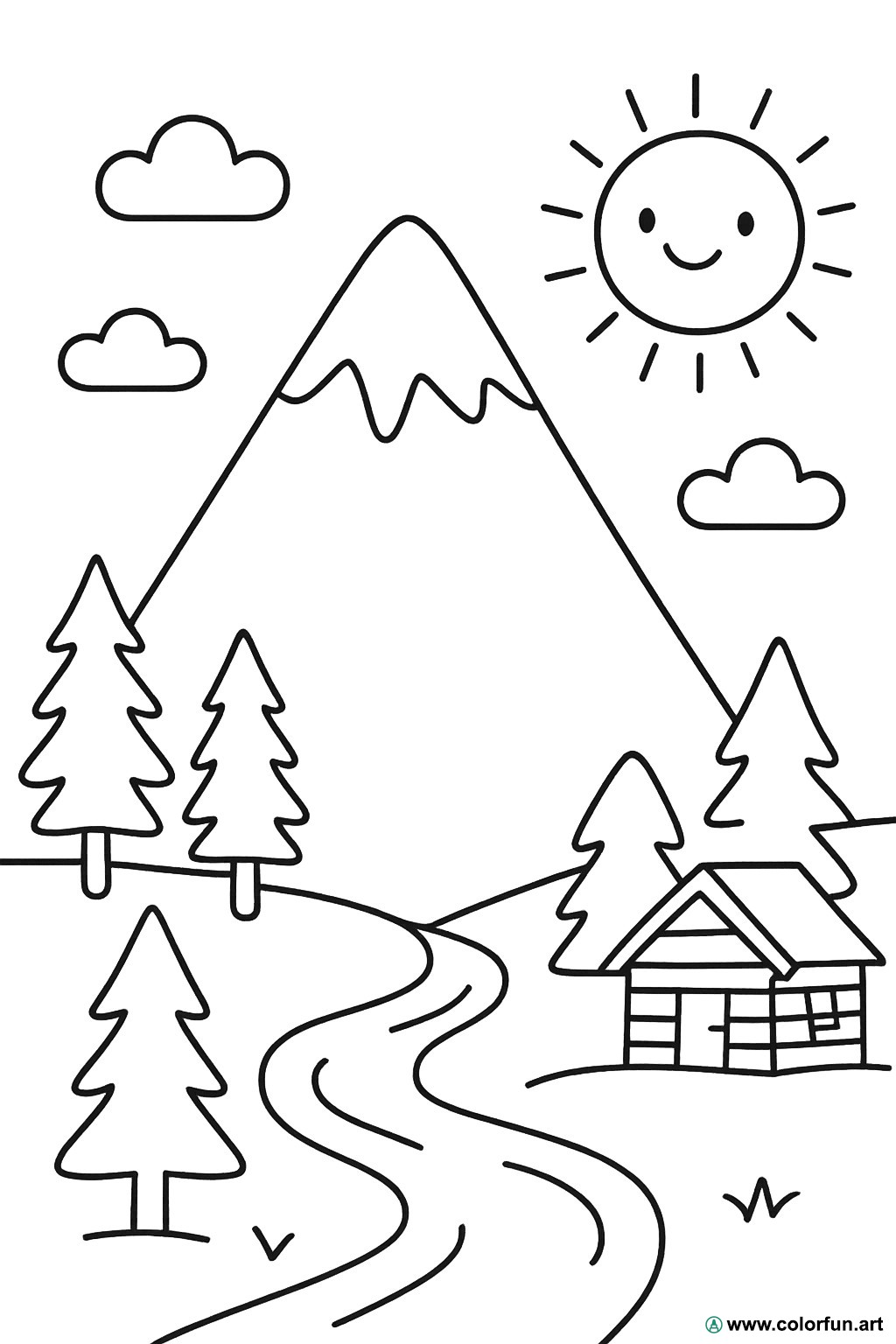 disegno da colorare montagna estate