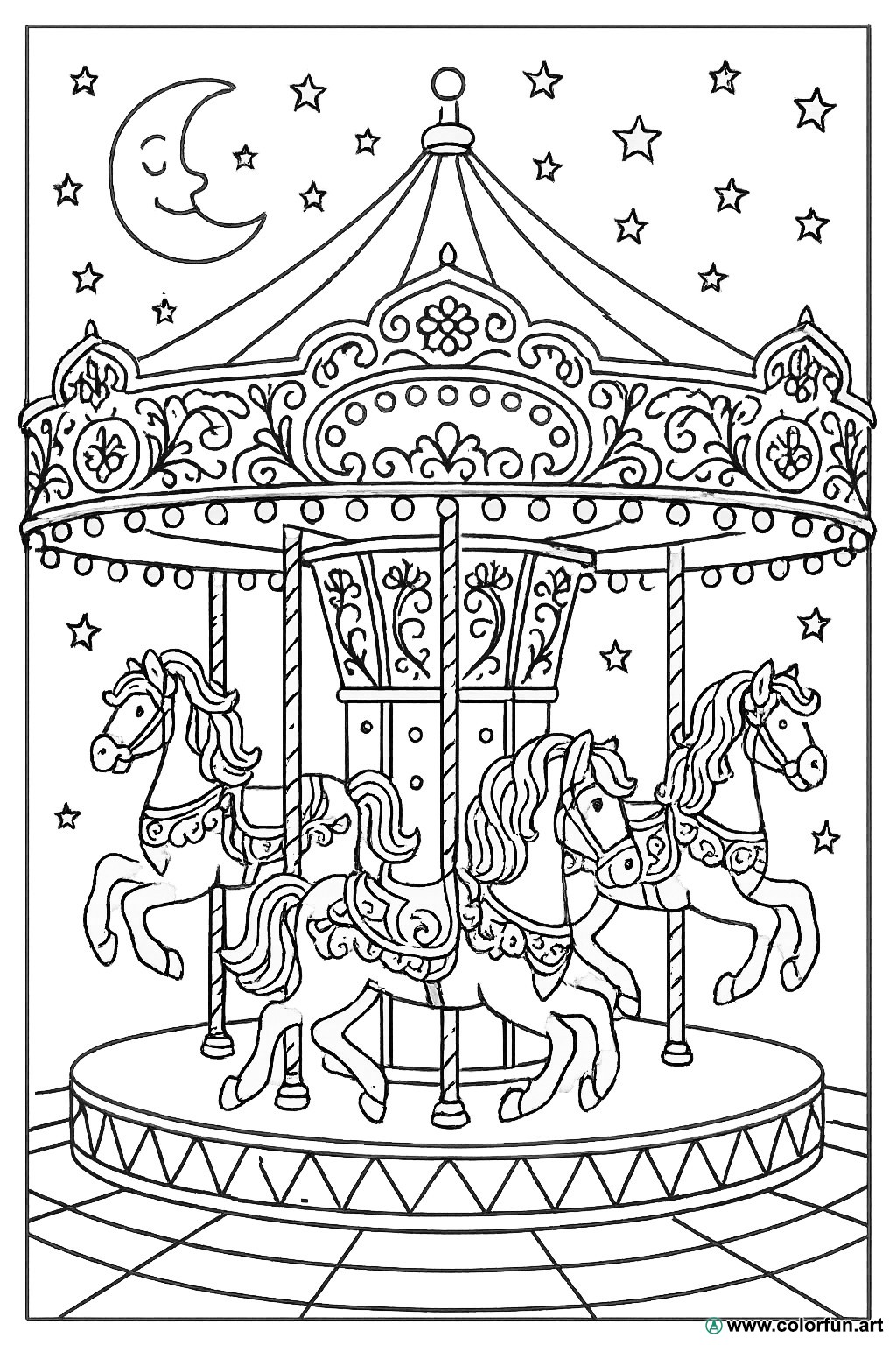 disegno da colorare giostra vintage