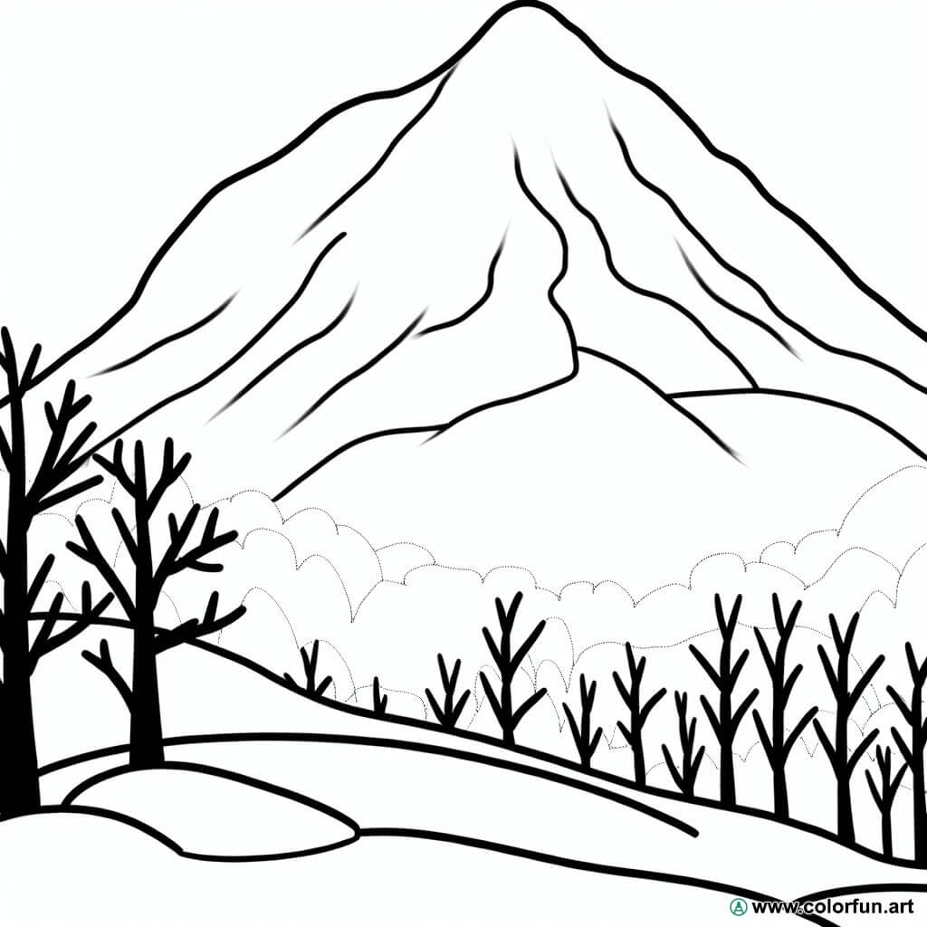 disegno da colorare montagna inverno