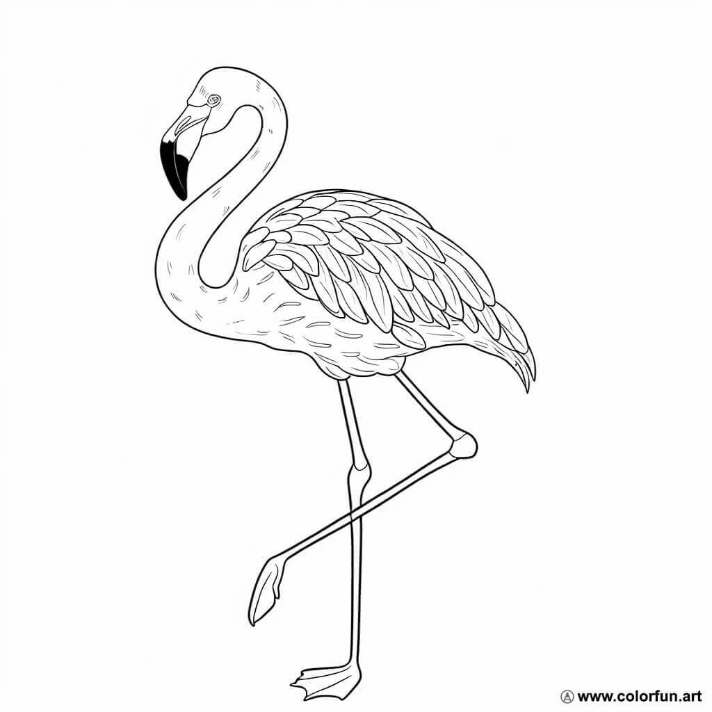 disegno da colorare fenicottero realistico