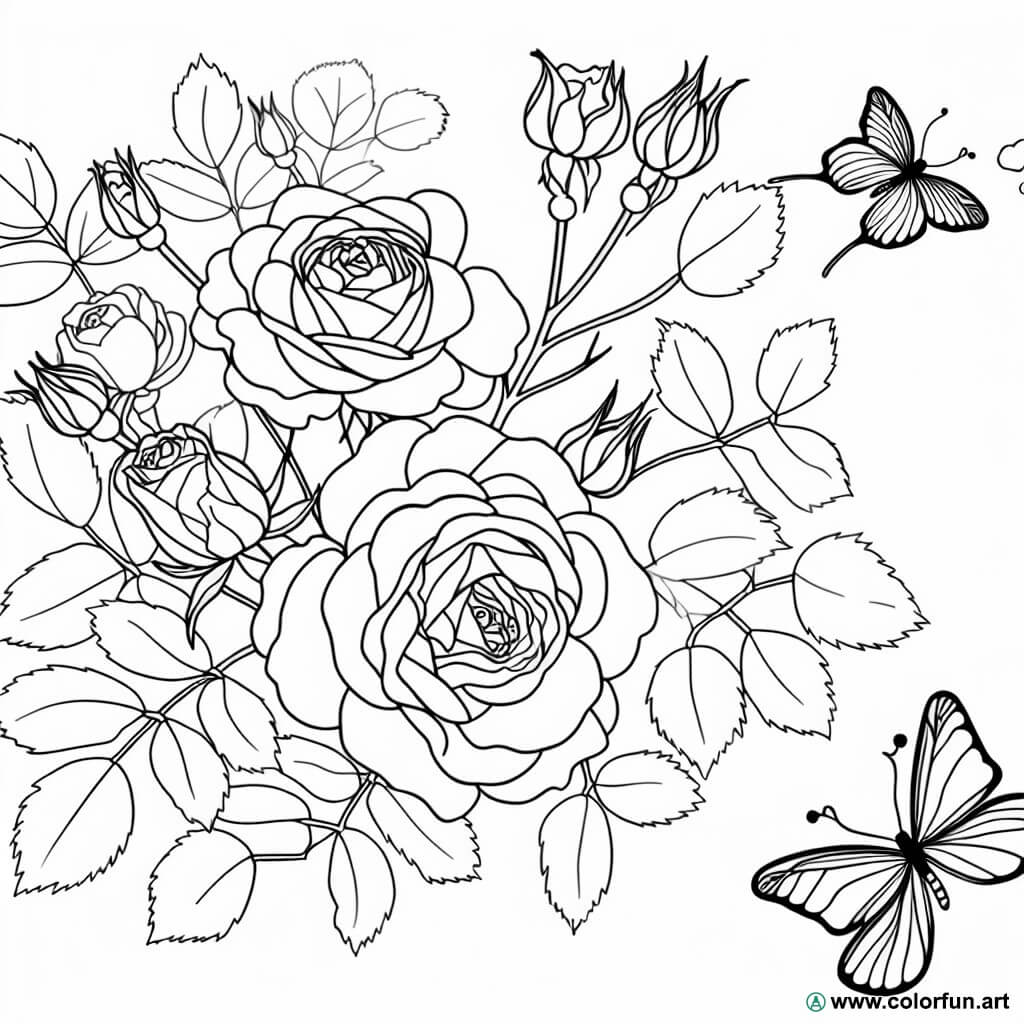 disegno da colorare rosa vintage