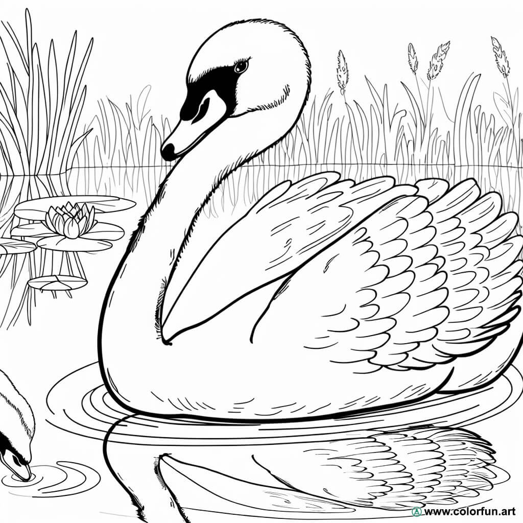 disegno da colorare cigno realistico