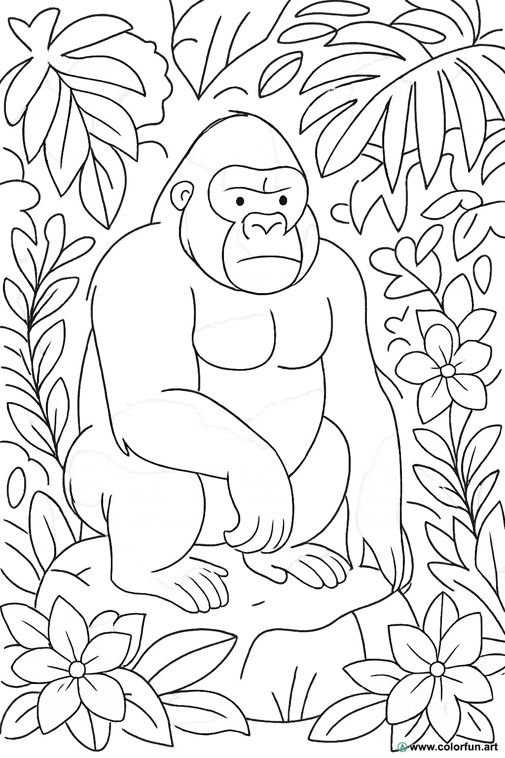 disegno da colorare gorilla delle montagne