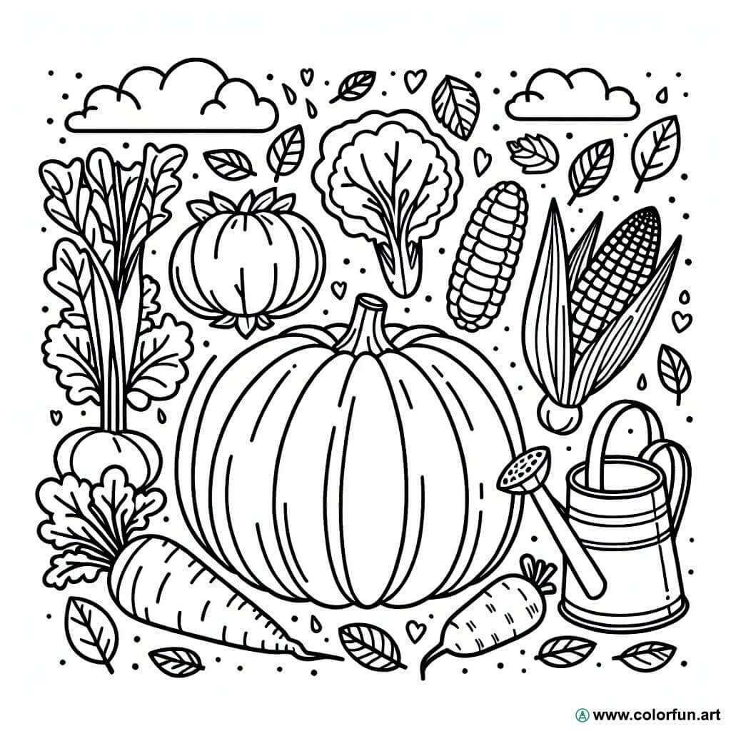 disegno da colorare orto verdure