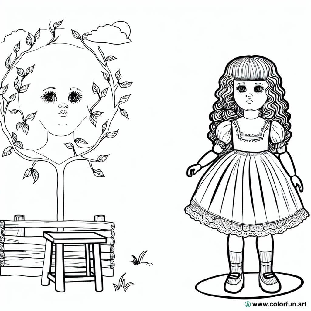 disegno da colorare bambola manichino vintage
