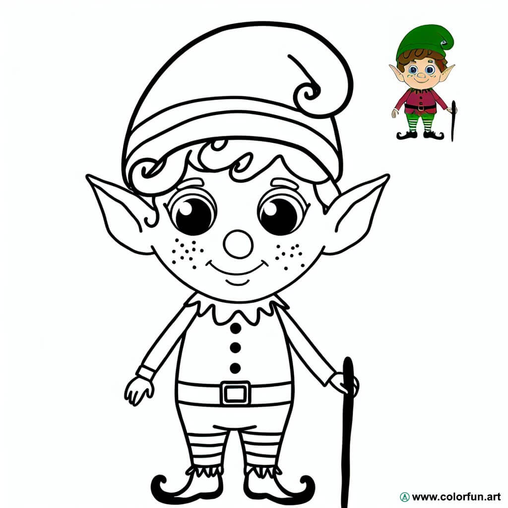 Disegno da colorare folletto di Natale per la scuola materna Scarica o ...