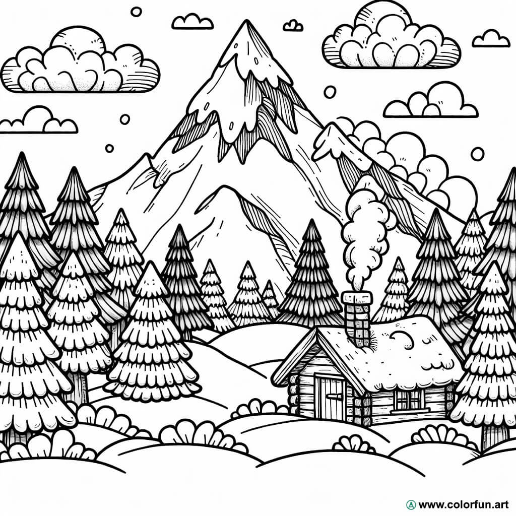 disegno da colorare montagna innevata