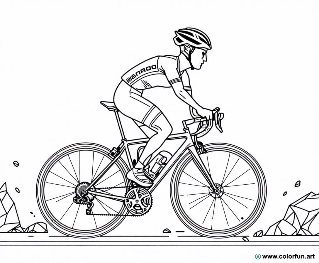 disegno da colorare ciclista con casco