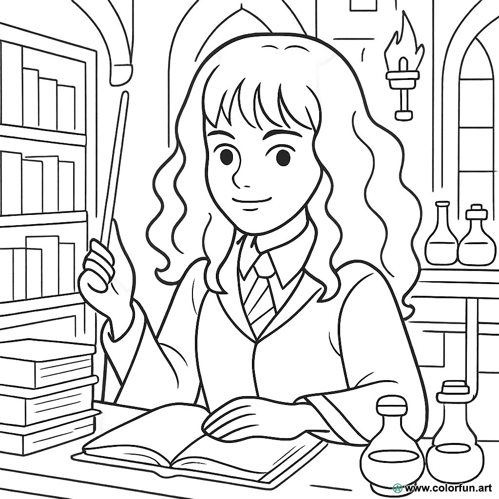 disegno-da-colorare-di-hermione-granger-a-scuola-scarica-o-stampa