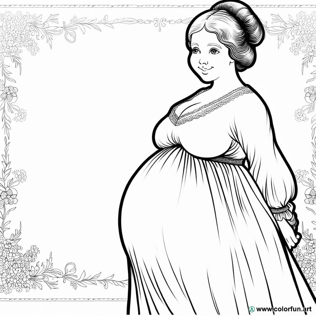 disegno da colorare donna incinta vintage