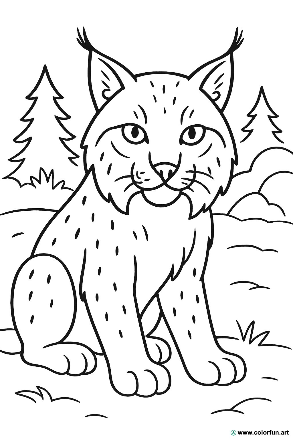 disegno da colorare di lince realistica