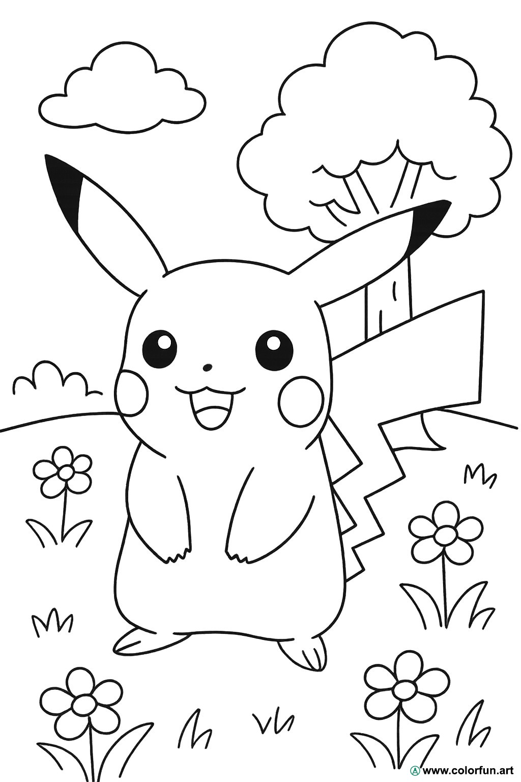 disegno da colorare pikachu realistico