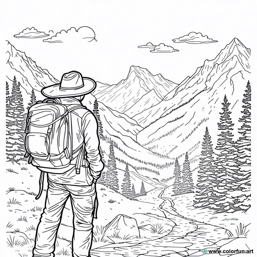 disegno da colorare avventuriero montagna