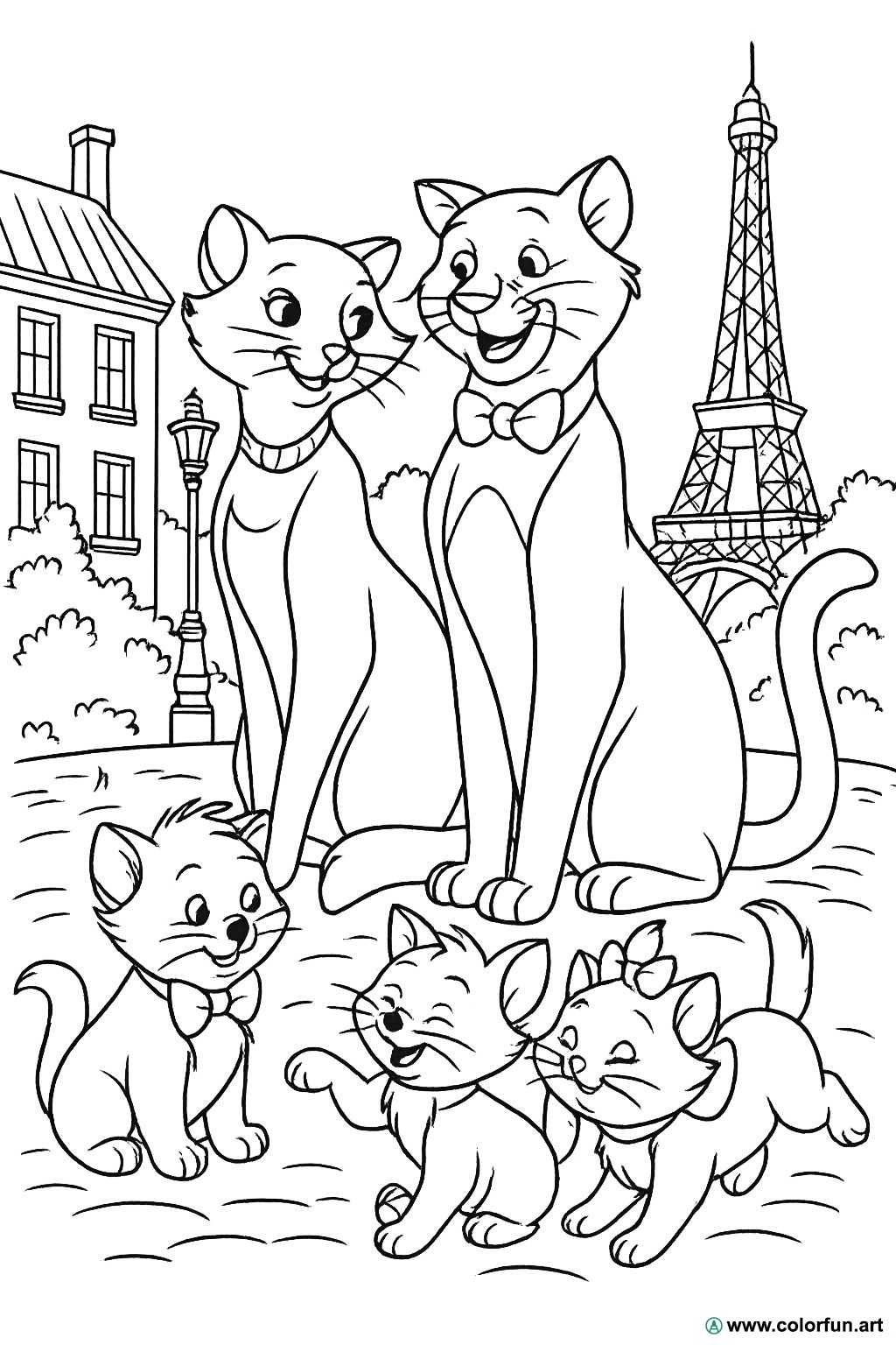 Disegno da colorare degli Aristogatti Disney vintage Scarica o Stampa ...