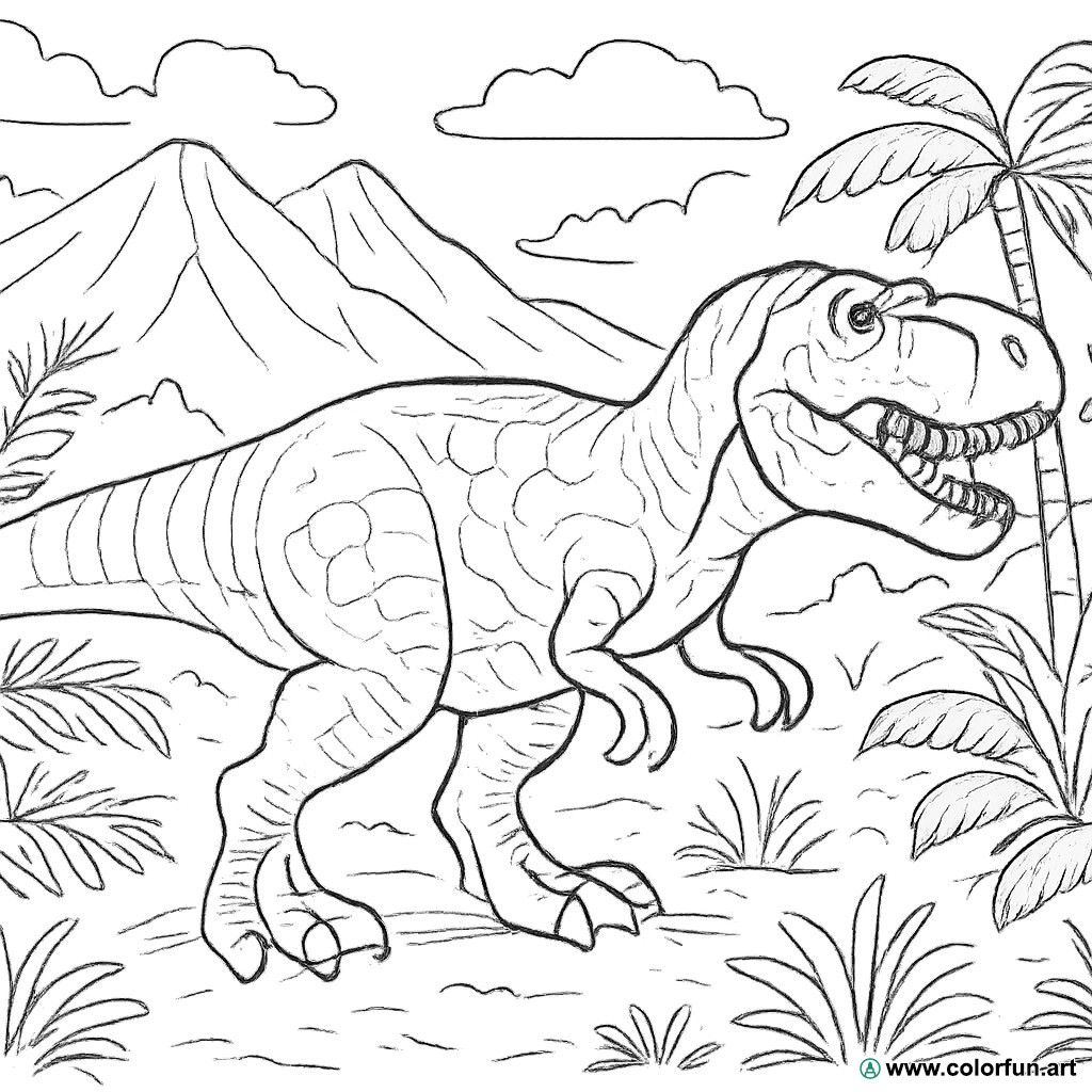 disegno da colorare tirannosauro realistico