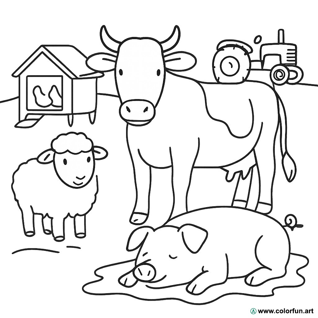 disegno da colorare animali della fattoria realistici
