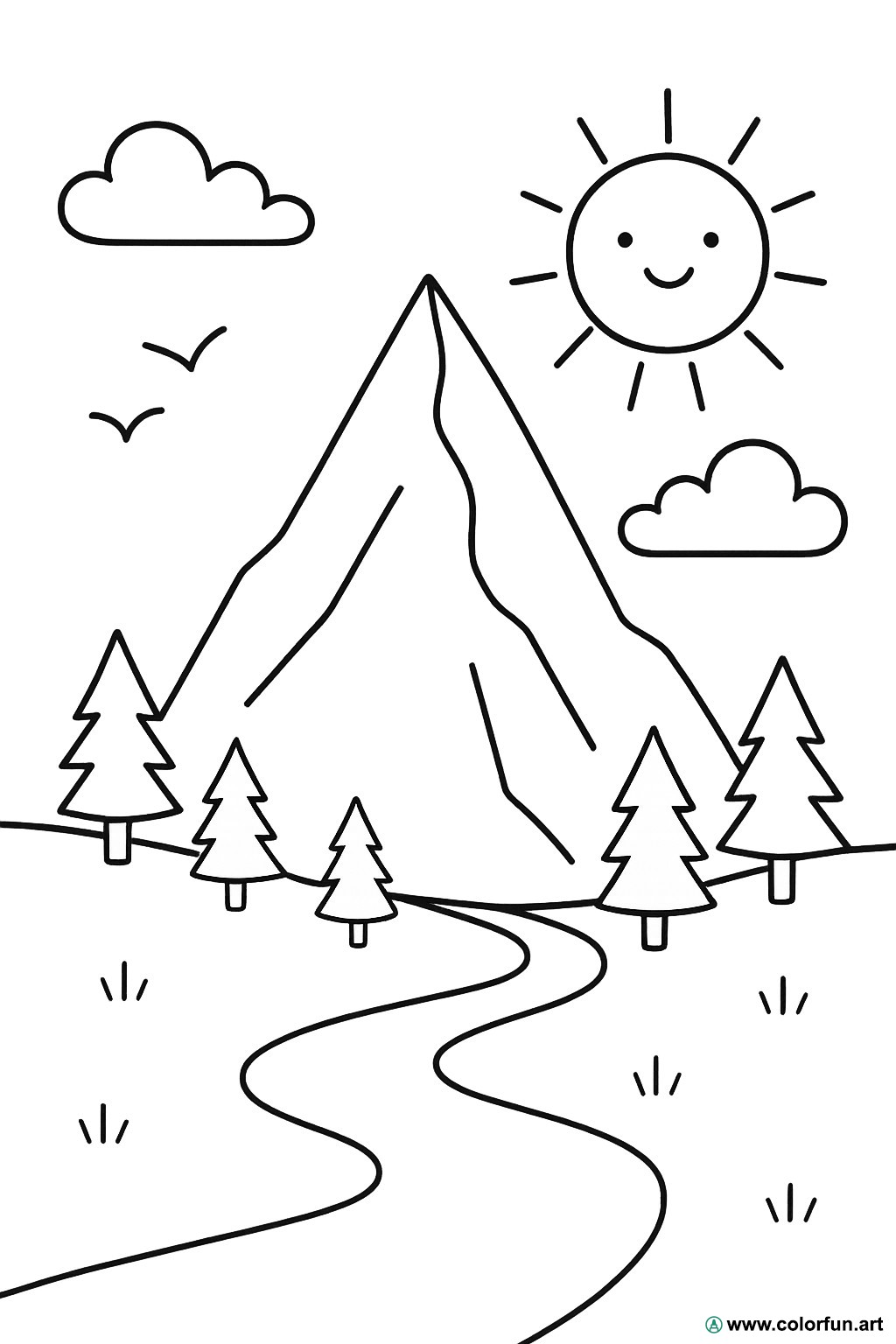 disegno da colorare montagna scuola materna