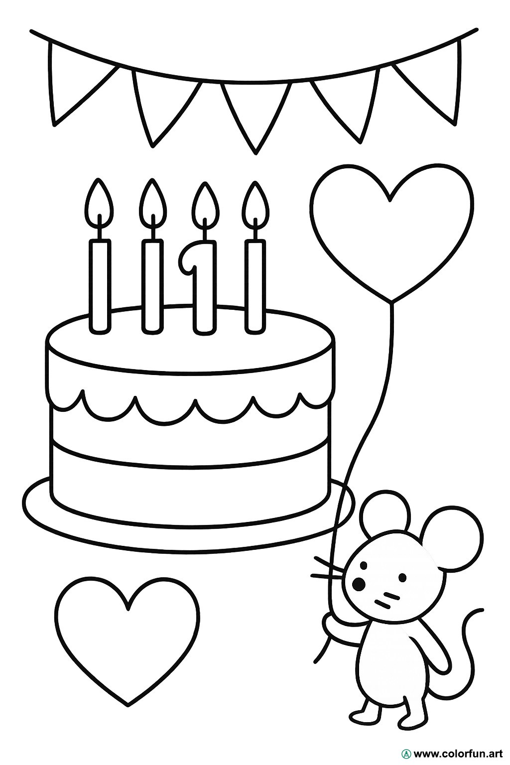 Disegno da colorare per il compleanno della mamma: una torta da