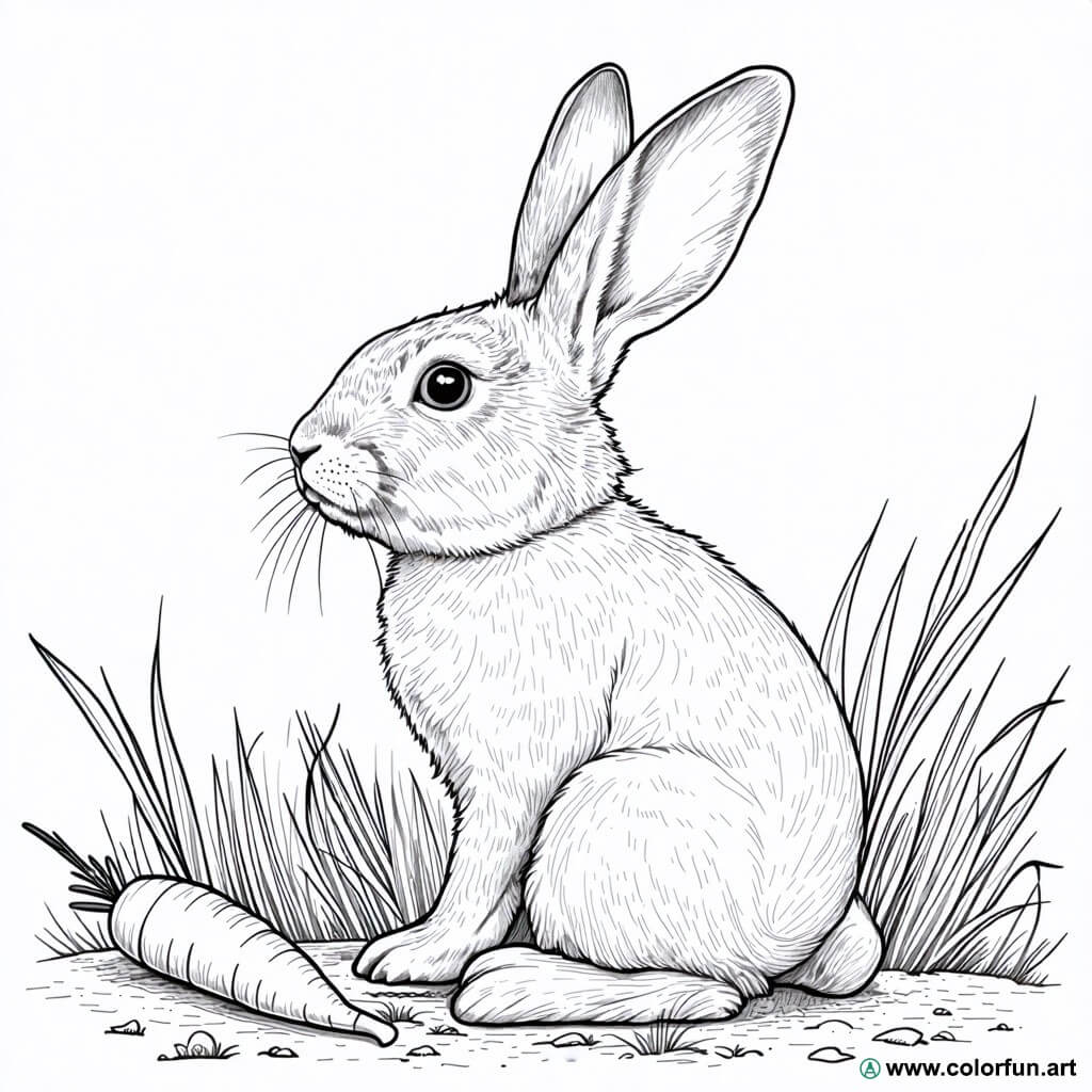 disegno da colorare con coniglio realistico