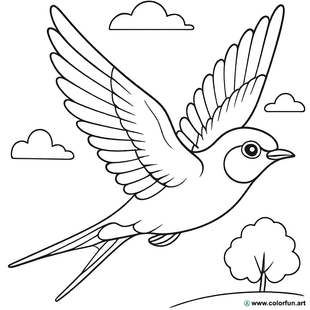 disegno da colorare rondine realistico