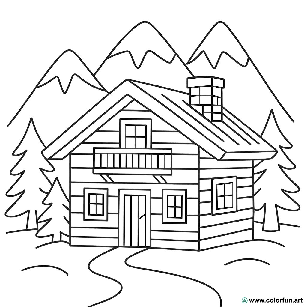 disegno da colorare chalet montagna