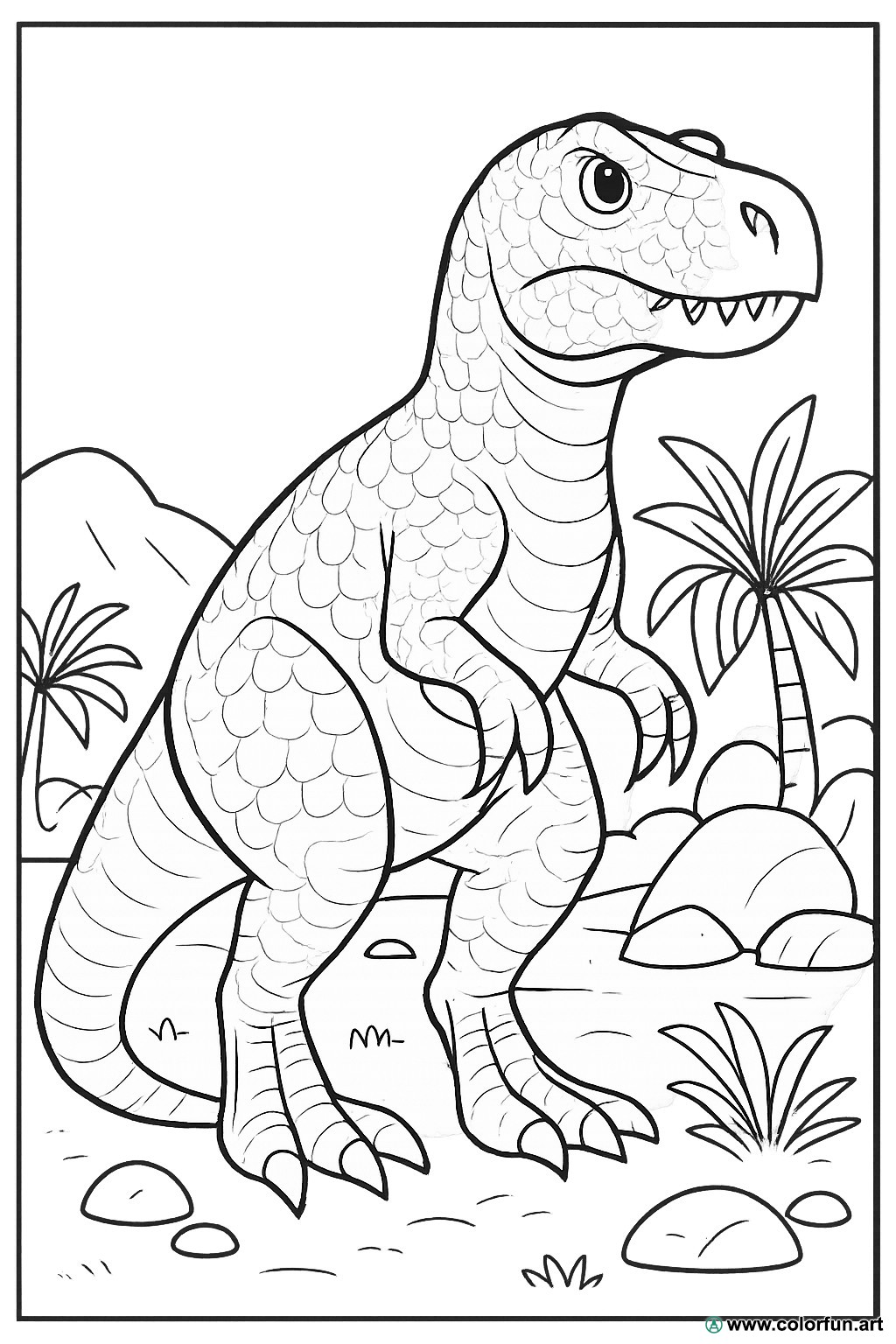disegno da colorare di dinosauro realistico