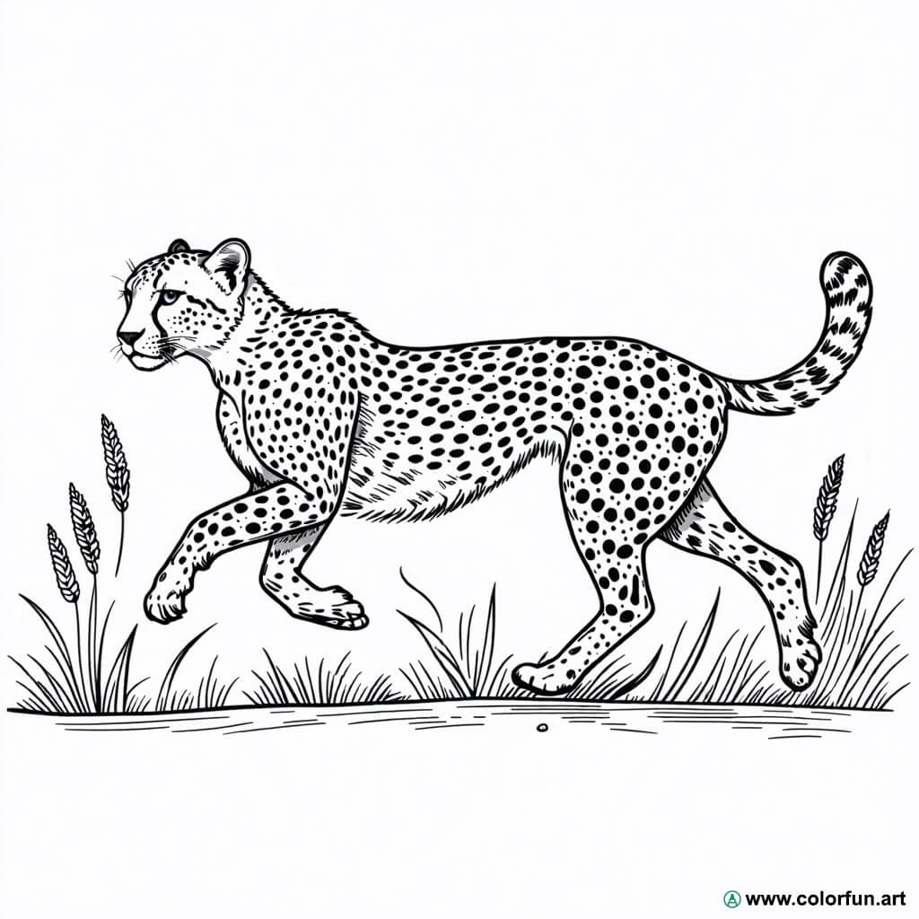disegno da colorare ghepardo realistico