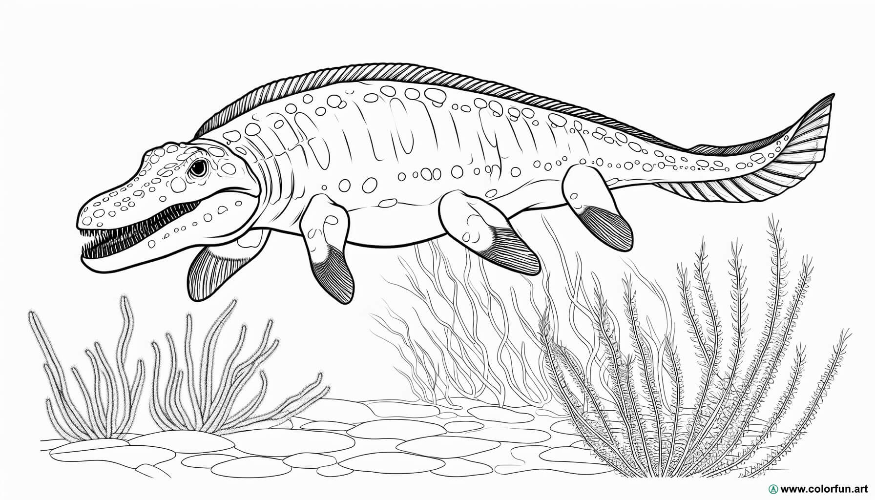 disegno da colorare mosasauro realistico