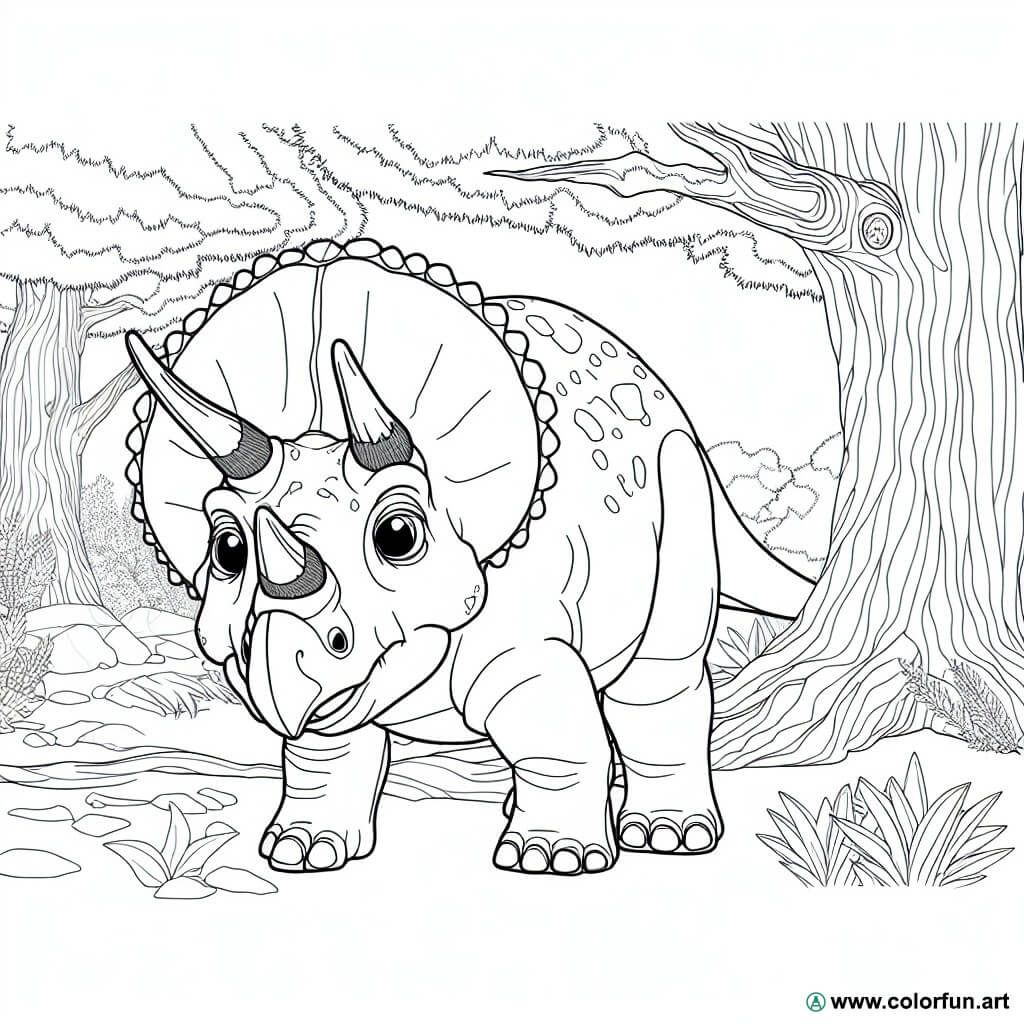 disegno da colorare triceratopo realistico