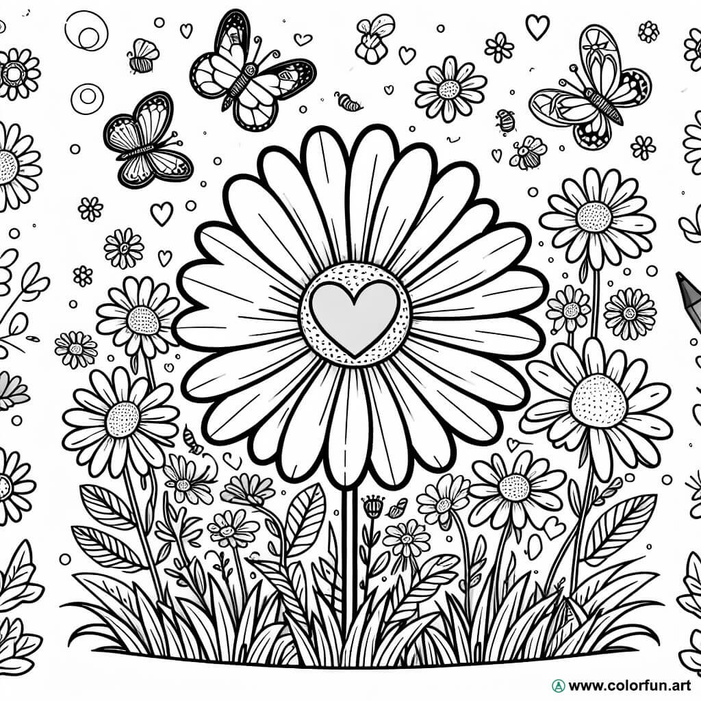 disegno da colorare fiori primavera realistico