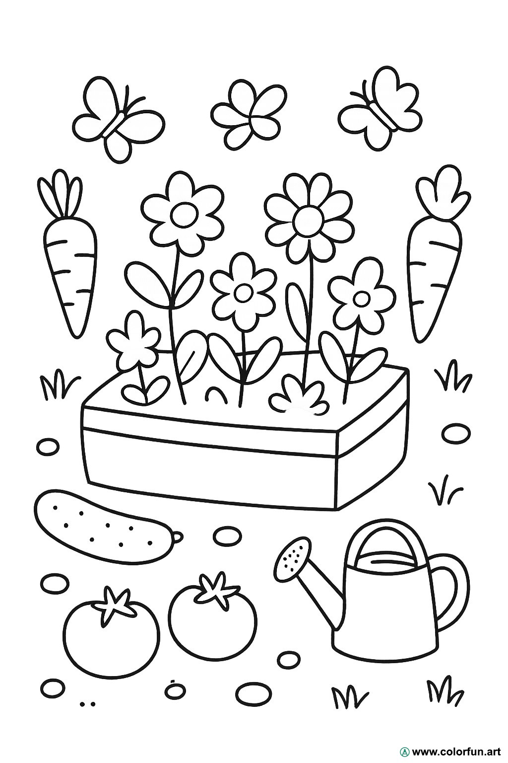 disegno da colorare orto fiori