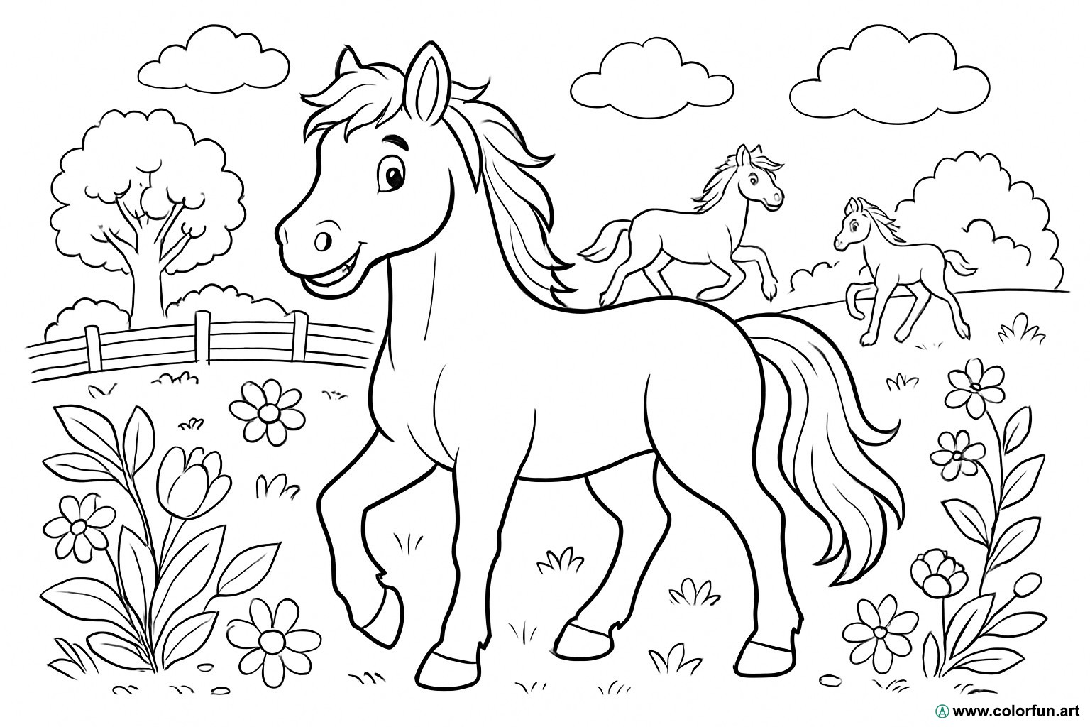 disegno da colorare cavalli realistici