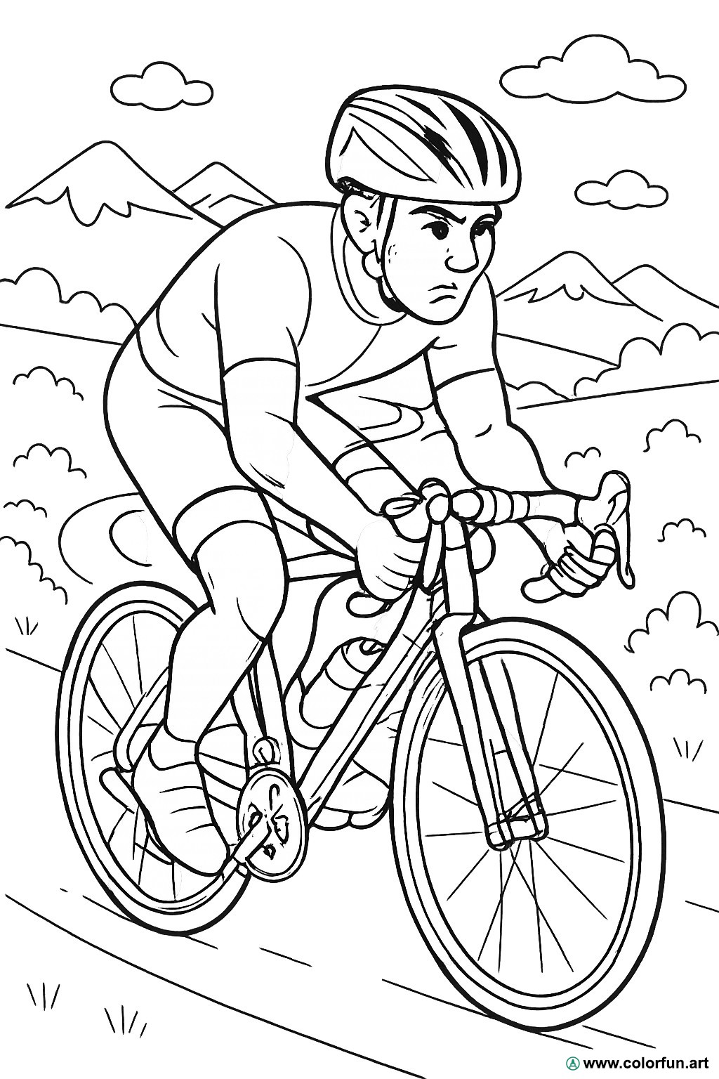 Disegno da colorare sportivo ciclista