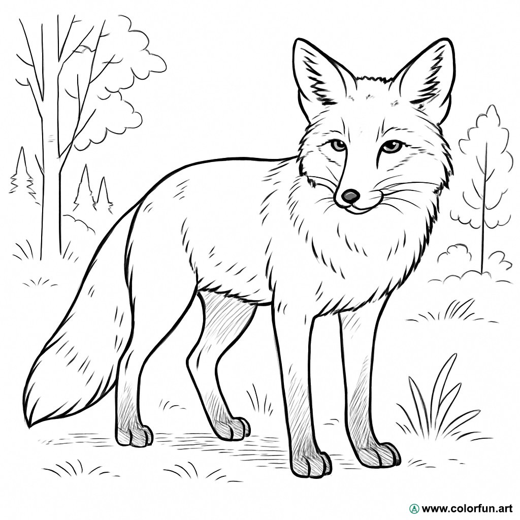 disegno da colorare volpe realistica