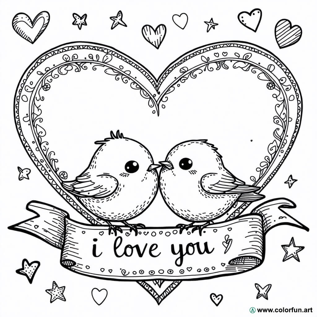Disegno da colorare facile sul tema dell'amore Scarica o Stampa ...