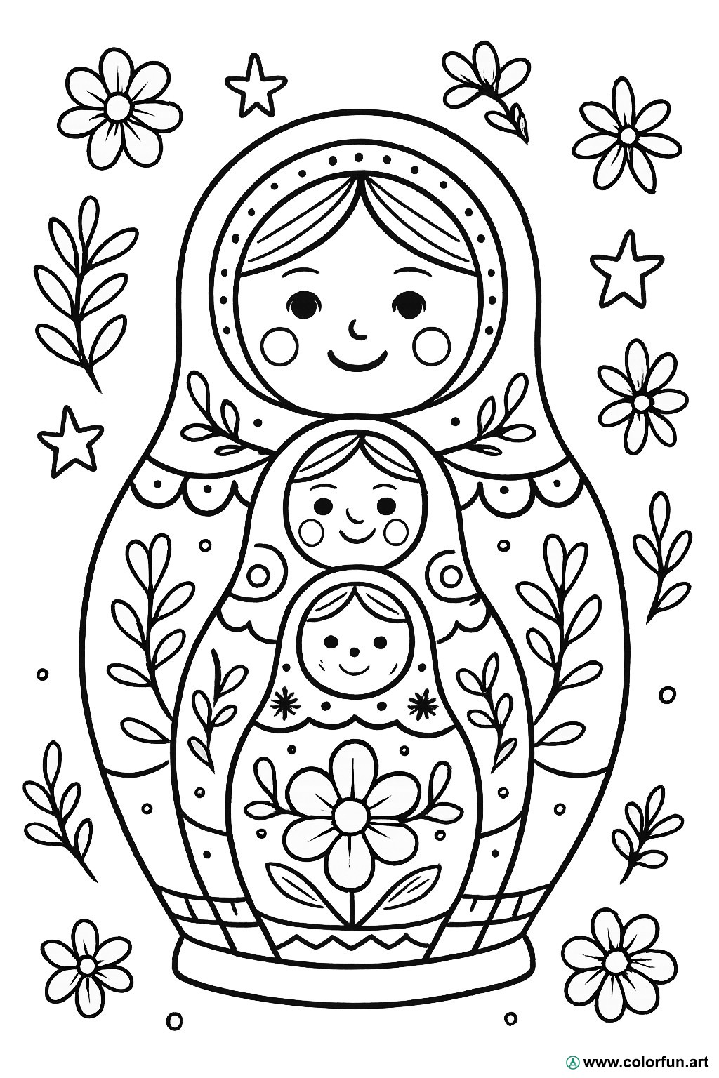 disegno da colorare bambola russa vintage