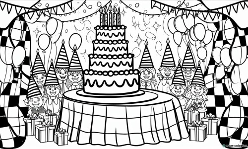 disegno da colorare buon compleanno festa