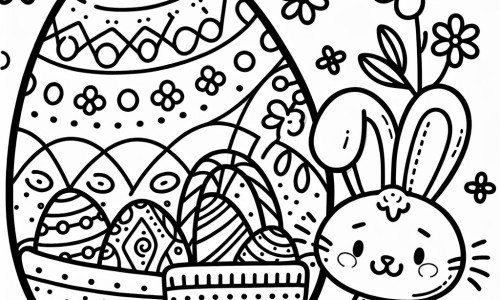 disegno da colorare uova di Pasqua coniglio